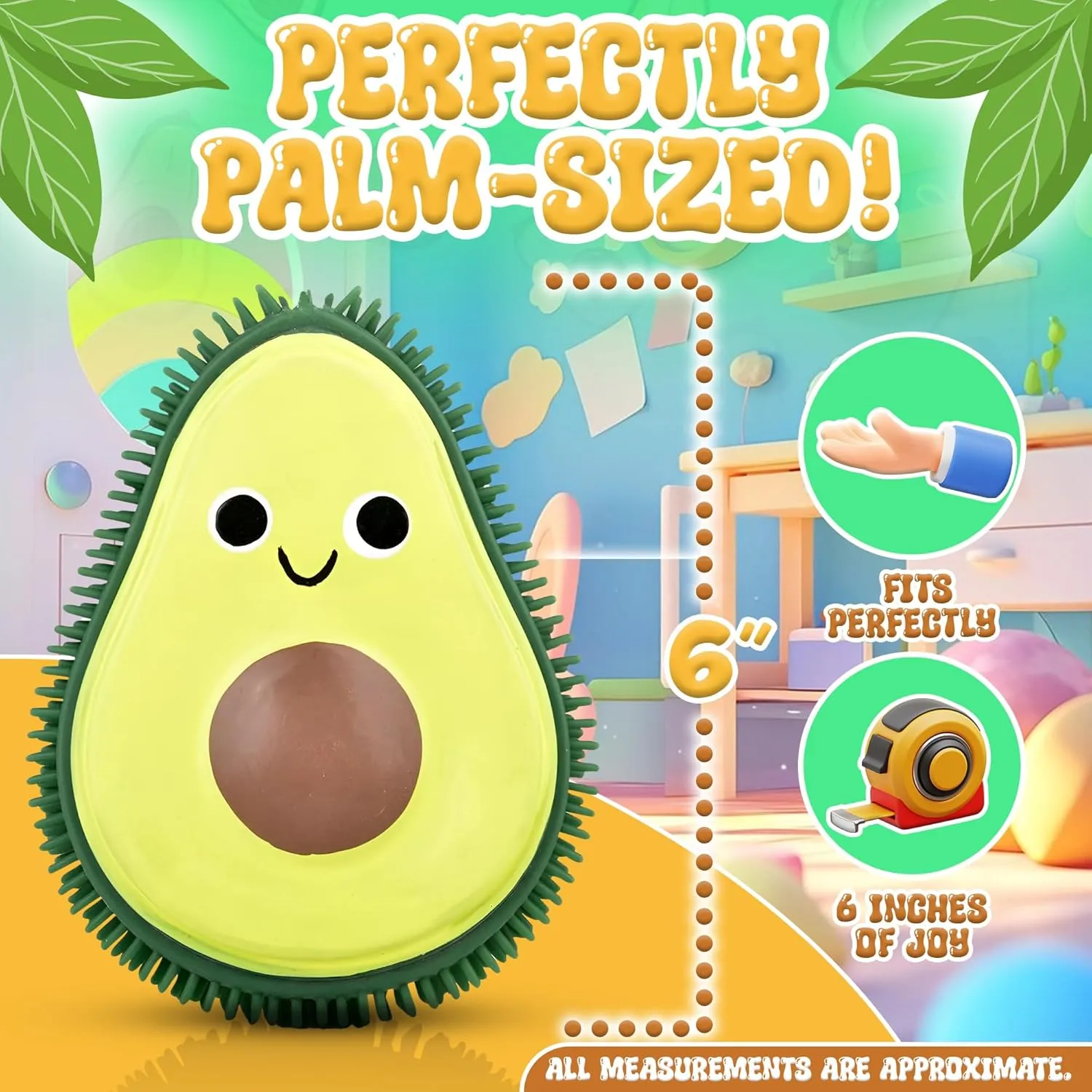 6-Inch Puffer Avocado Squeeze Toy - Forest & Twelfth Set of 3 Avocado Squishy Fruit Stress Balls, Cute Avocado Toys for Kids, Toddlers, All-Occasion Gift for Birthdays, Anniversaries