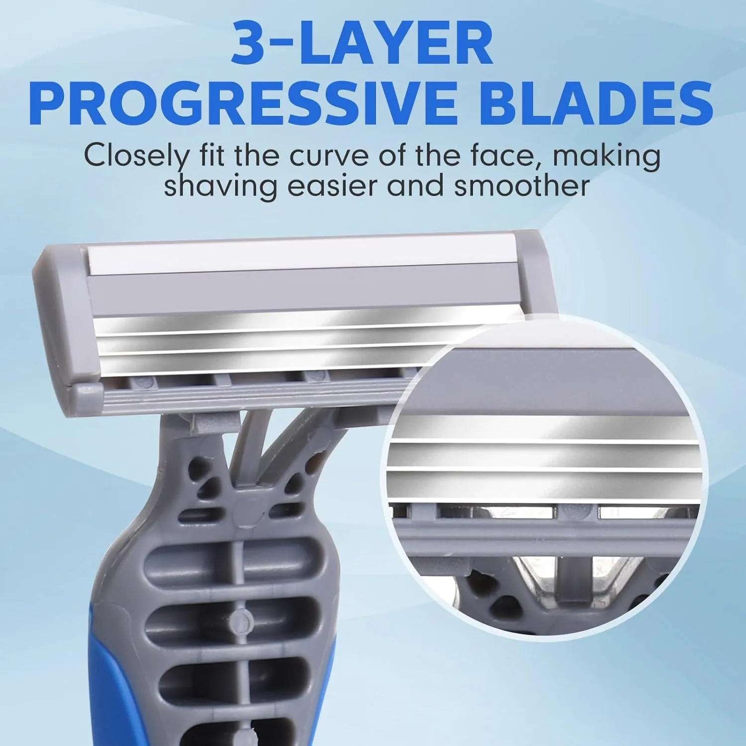 60 Pcs Mens Disposable Razors Bulk 3 Blade Sensitive Skin Shaving Razor Long Blade for Hotel Spa Travel