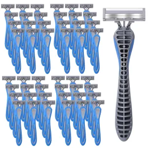 60 Pcs Mens Disposable Razors Bulk 3 Blade Sensitive Skin Shaving Razor Long Blade for Hotel Spa Travel