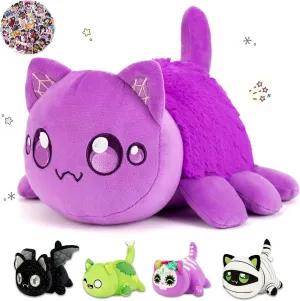61-PCS 丨9.8in Spider Cat Plush   60 Sticker- Cat Plush Collection -100% Polyester Plushie Pillow Embroidered - Cat Stuffed Animal Collectible