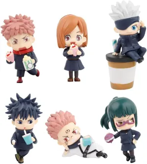 6pcs Anime JJK Figure Set, Mini Itadori Yuuji Figure Cake Topper, 9cm Fushiguro Toji Figure Model Desktop Decoration Birthday Party Supplies