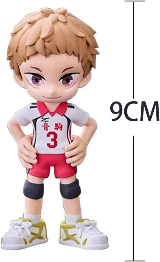 6PCS/Set Shoyo Figure Tobio Kageyama Cake Topper Ornament, 9cm Kozume Kenma Figure Statue Tsukishima Ke Action Figure Desktop Decoration Party Supplies Gifts for Fans