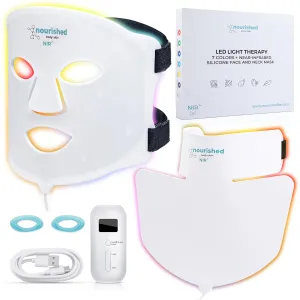 7 Colors LED Face and Neck Mask with Near-Infrared - Blue, Red Light Therapy for Face - 228 LEDs - Skincare Tool for Anti-Aging