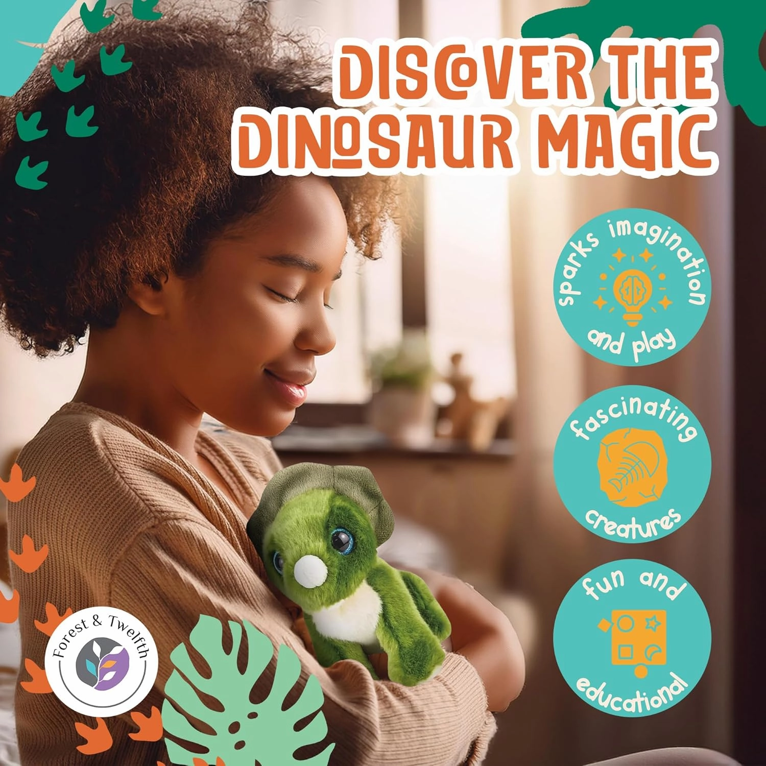 7” Triceratops Dinosaur Stuffed Animal Plush Toy, Cute, Ultra Cuddly, Huggable Soft Dino Toy, Nursery Decor, Baby Shower Decorations, Birthday Gift for Boys and Girls (7" Triceratops)