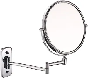 8-Inch Wall Mounted Makeup Mirror, Two-Sided Swivel Mirror with 5X Magnification, Flexible Gooseneck, and Locking Suction, No Light(7X)