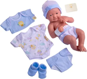 8 piece Layette Baby Doll Gift Set | JC Toys - La Newborn Nursery | 14" Life-Like Smiling Doll w/ Accessories | Blue | Ages 2 