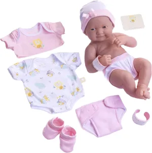 8 piece Layette Baby Doll Gift Set | JC Toys - La Newborn Nursery | 14" Life-Like Smiling Doll w/ Accessories | Pink | Ages 2 , Pink Smiling