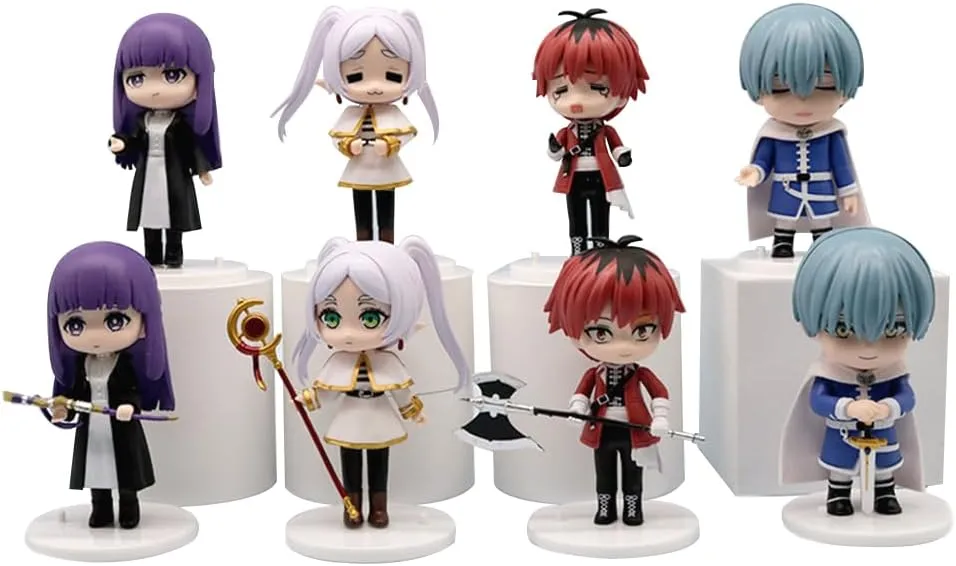 8pcs Frieren Figures Set Cute Mini Figurines Anime Frieren Fern Action Figure 10cm Stark Statue Cake Topper Desktop Decoration Collectibles Gift