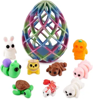 9 Packs 3D Printed Dragon Eggs Mini Animals, 3D Printed Fidget Toys Figures Set, Fidget Desk Toys 3D Printed Stuff, Party Favors Set