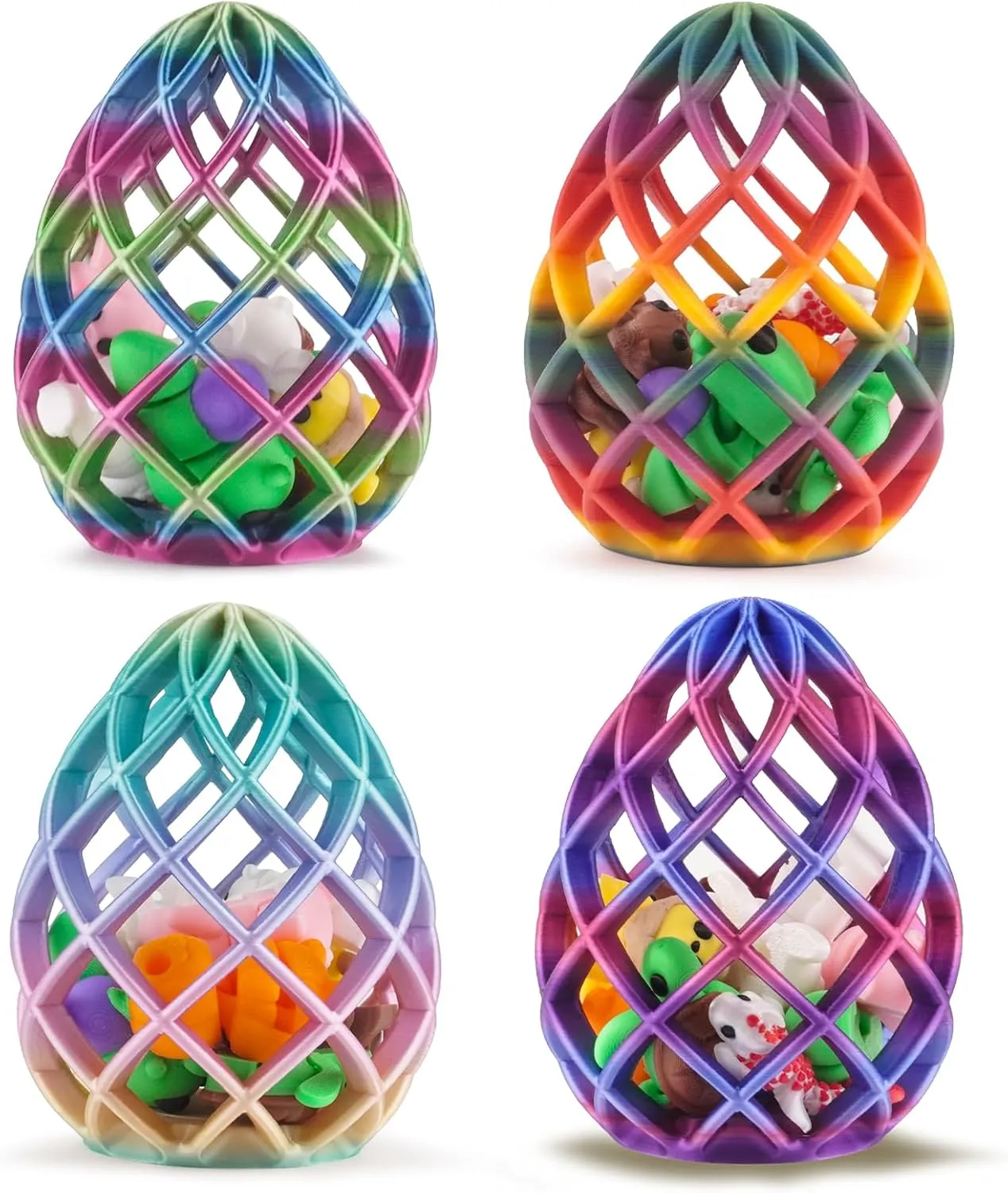 9 Packs 3D Printed Dragon Eggs Mini Animals, 3D Printed Fidget Toys Figures Set, Fidget Desk Toys 3D Printed Stuff, Party Favors Set