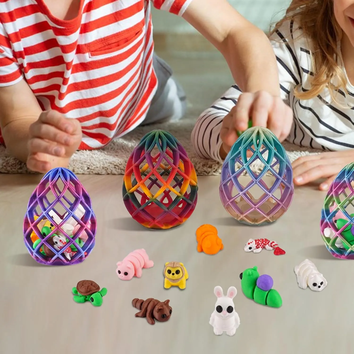9 Packs 3D Printed Dragon Eggs Mini Animals, 3D Printed Fidget Toys Figures Set, Fidget Desk Toys 3D Printed Stuff, Party Favors Set