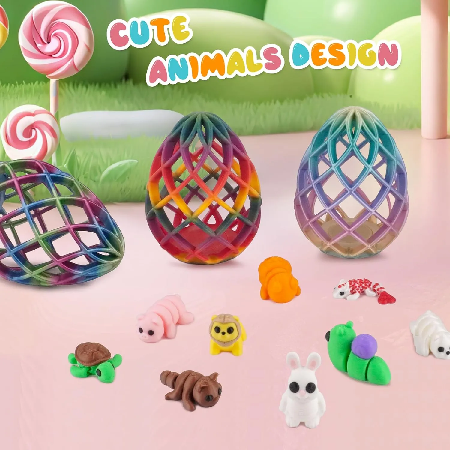 9 Packs 3D Printed Dragon Eggs Mini Animals, 3D Printed Fidget Toys Figures Set, Fidget Desk Toys 3D Printed Stuff, Party Favors Set
