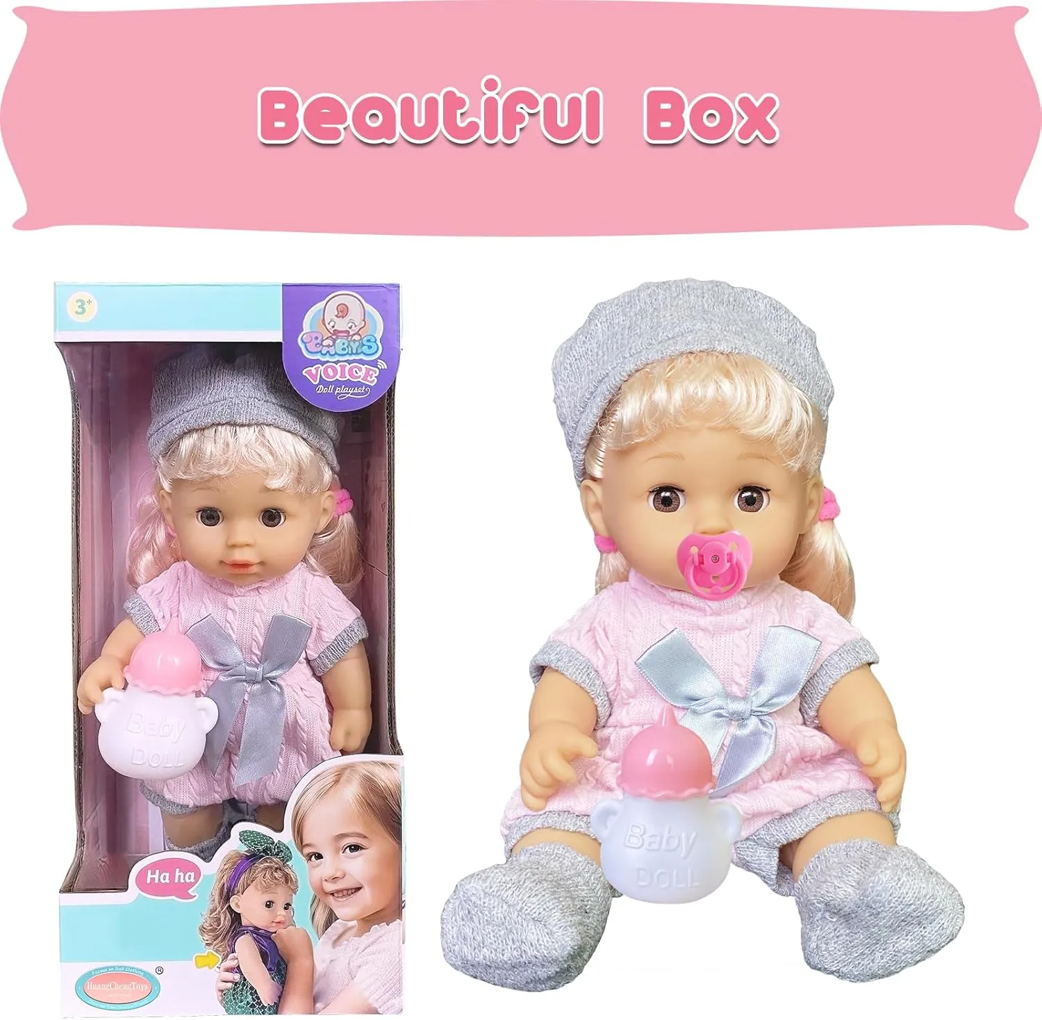 9 PCS 12 inch Alive Lovely Doll Baby with Clothes Lovely Newborn Doll Hairband Shoes 2 Bibs Nursing Bottle Plate Spoon for Kid
