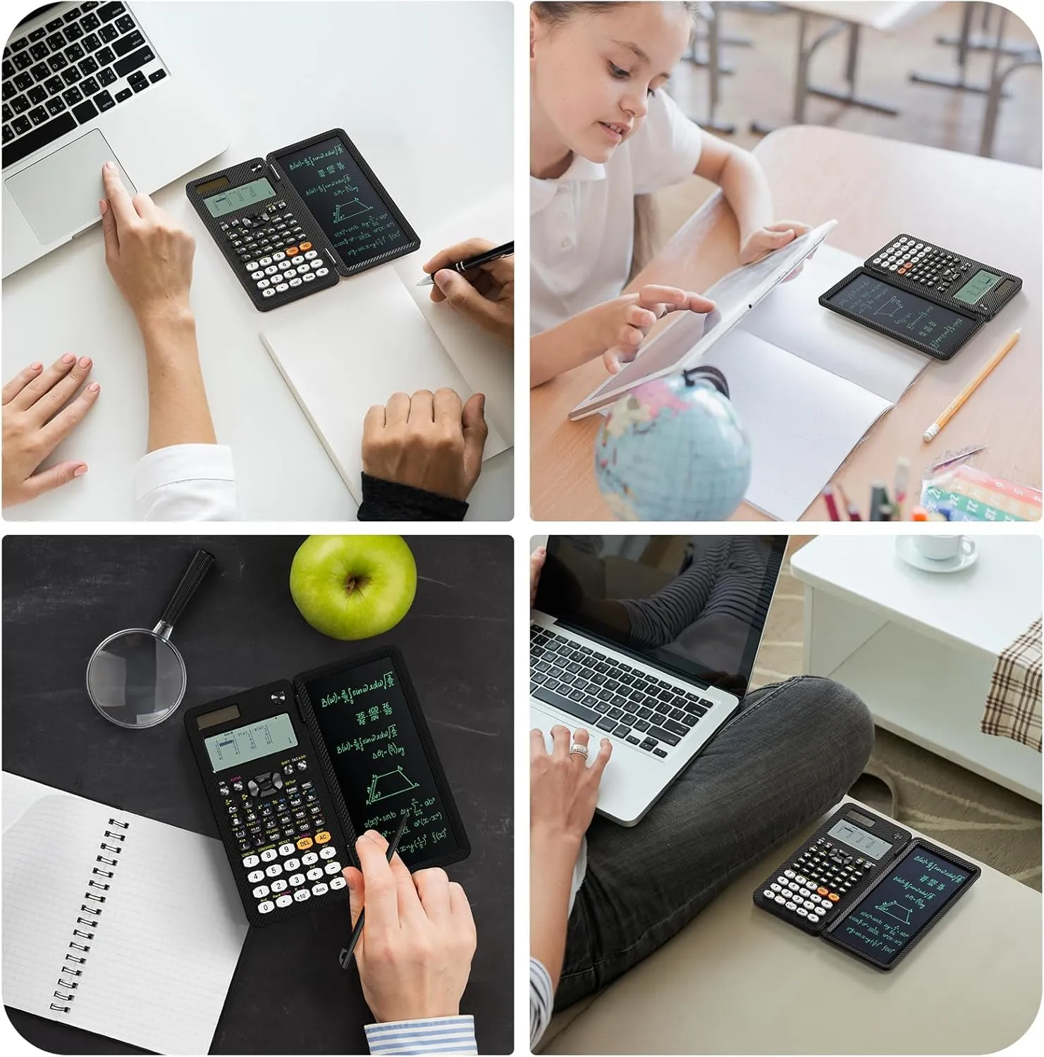 991EX 552 Functions Desktop ROATEE Scientific Calculator Rechargeable & Solar Power, Multiview 6-Line Display with Erasable LCD Writing Tablet for High School College Graduate Student and Researchers