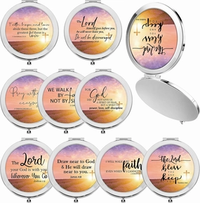 9 Pcs Church Gifts for Woman Christian Compact Mirrors Gifts Religious Pocket Mirror with Bible Verse Scripture Quote Inspirational Christian Gift for Mother Women Friends