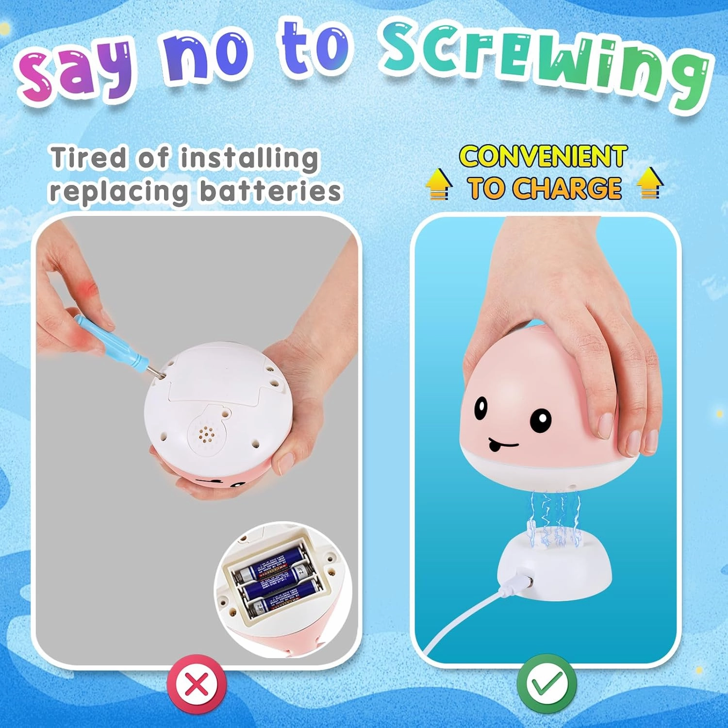 【2025 Upgraded】Gigilli Baby Girl Whale Bath Toy, Easy Charging Bath Toys for Kids Ages 1-3 Light Up Bath Fountain Toy 6-12-18 Months Toddler Bath Toy Sprinkler Baby Easter Gifts Easter Basket Stuffers
