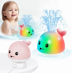 【2025 Upgraded】Gigilli Baby Girl Whale Bath Toy, Easy Charging Bath Toys for Kids Ages 1-3 Light Up Bath Fountain Toy 6-12-18 Months Toddler Bath Toy Sprinkler Baby Easter Gifts Easter Basket Stuffers