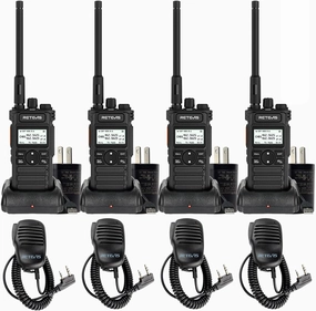 (2nd Gen RT86) Retevis RT86S Walkie Talkies with Shoulder Mic, Long Range 2 Way Radio with LCD Screen, Group Call, Type-C Charging, NOAA, Heavy Duty Two Way Radio, Business Radio for Industry(4 Pack)