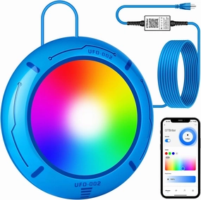 Above Ground Pool Lights with APP Control 20W RGB Dimmable LED Pool Lights with Suction Cups and Built-in Magnets 12V Underwater Pool Light for Above ground Inground Pools IP68 Waterproof 28FT Cord B
