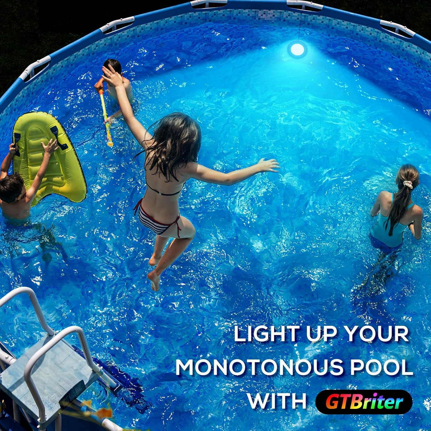 Above Ground Pool Lights with APP Control 20W RGB Dimmable LED Pool Lights with Suction Cups and Built-in Magnets 12V Underwater Pool Light for Above ground Inground Pools IP68 Waterproof 28FT Cord B