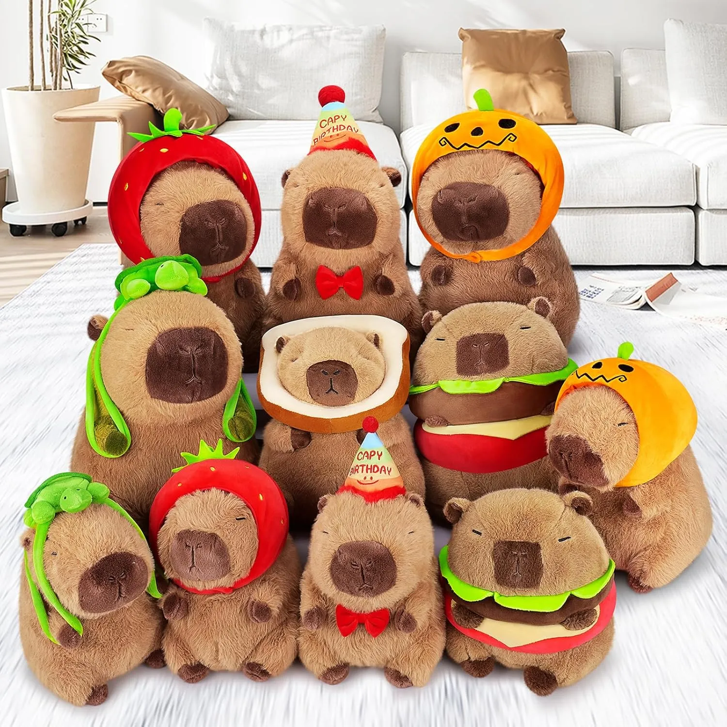 Achwishap Capybara Plush,Cute Plushies Capybara Stuffed Animal,Capybaras Plush Toys,Kawaii Plushie Stuffed Toy with Birthday Hat Plushie Gift for Kids Adults Birthday(Capybara with Birthdays Hat,12”)