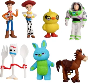 Action Figures Toys Set, 1.5-2.3 inches Tall Action Figures with Woody, Buzz and Jessie,Toy Anime Figurines Characters (7 Pack)