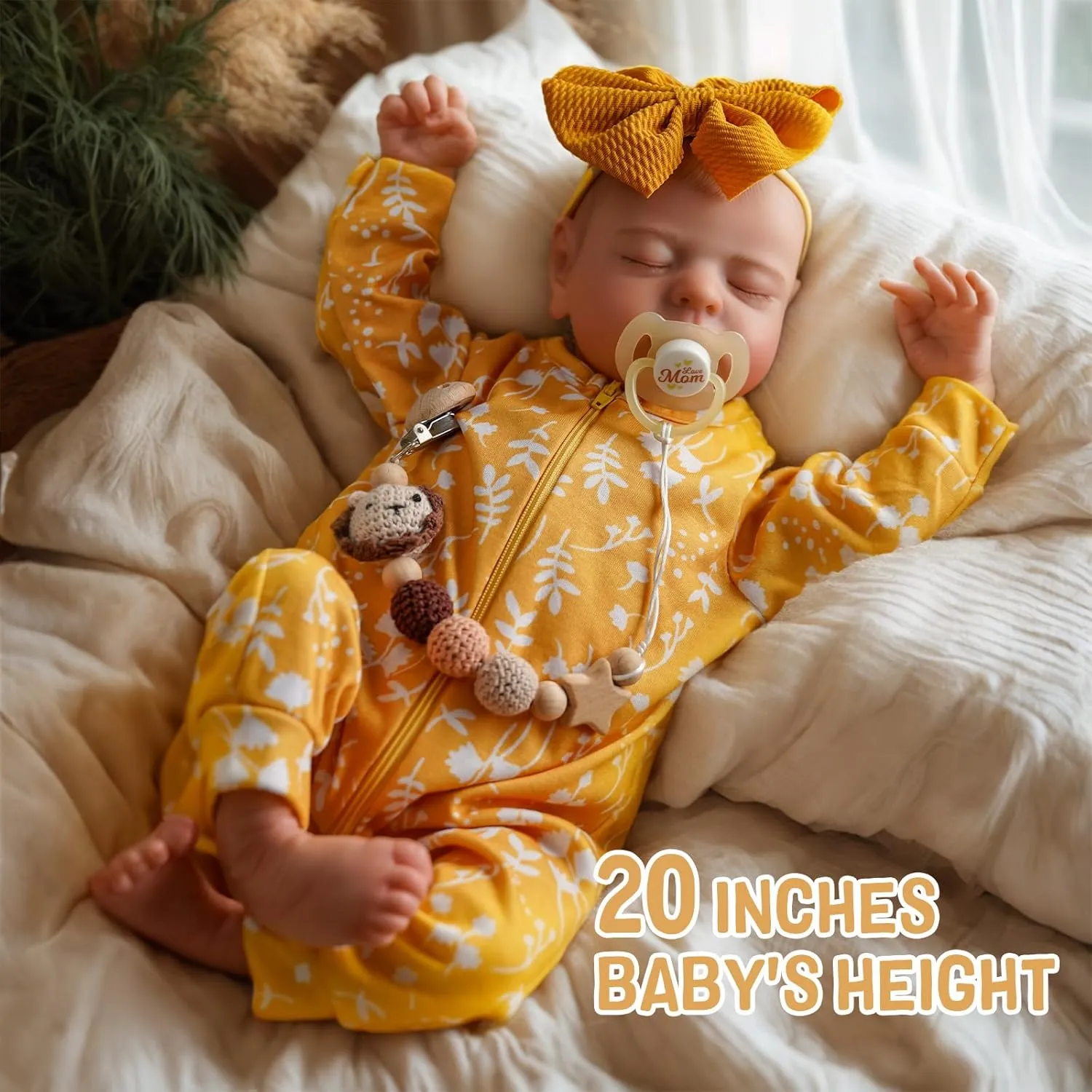 ADFO Lifelike Reborn Baby Dolls, 20 inch Realistic Newborn Real Life Baby Girl Dolls Soft Full Body Vinyl Girl Baby Dolls with Clothes and Toy Gift for Kids Age 3 