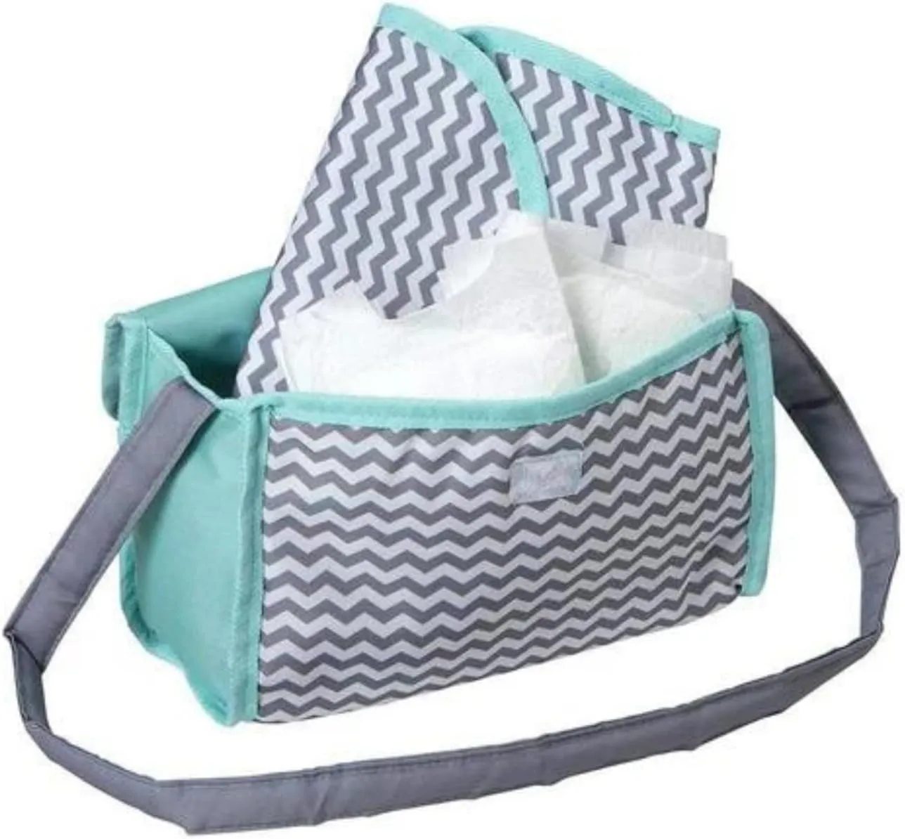 Adora Baby Doll Diaper Bag with Sturdy Straps, Includes Changing Mat and 2 Doll Diapers (Fits 13" Dolls), Birthday Gift For Ages 3  - Zig Zag Print