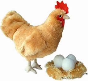 Adore 12" Standing Penny The Hen Chicken with Eggs and Nest Stuffed Animal Plush Toy