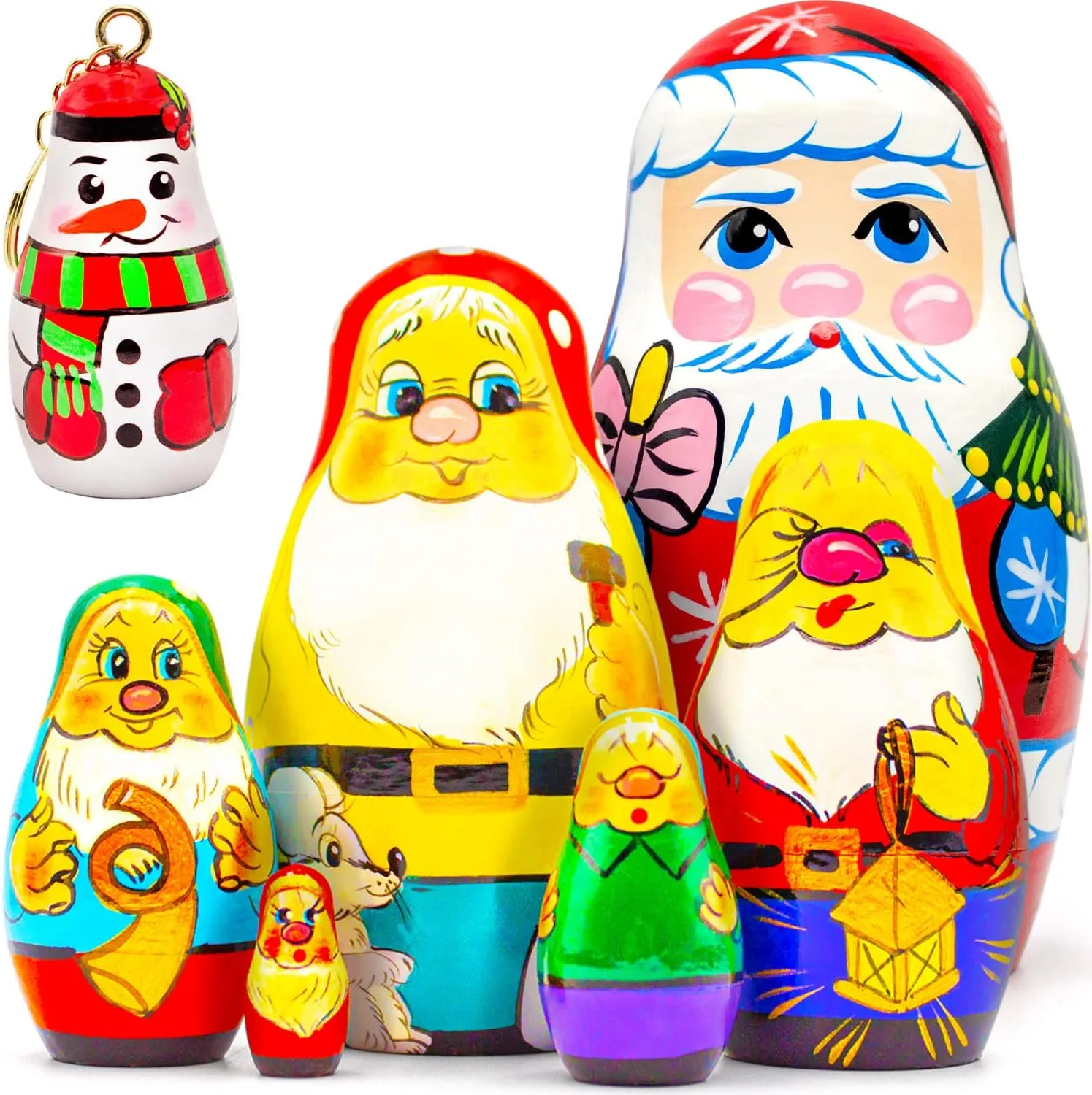 AEVVV Gnome Christmas Decorations - Christmas Gnomes Nesting Dolls Set - Christmas Toys for Kids - Gnome Nativity Set - Snow Man Keychain - Santa Claus Toy