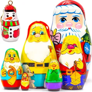 AEVVV Gnome Christmas Decorations - Christmas Gnomes Nesting Dolls Set - Christmas Toys for Kids - Gnome Nativity Set - Snow Man Keychain - Santa Claus Toy