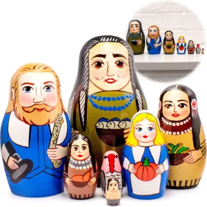 AEVVV Happy Thanksgiving Russian Nesting Dolls Set of 7 pcs - Russian Dolls for Thanksgiving Table Decorations - Thanksgiving Decor - Thanksgiving Gifts