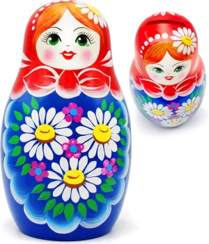 AEVVV Russian Nesting Dolls Piggy Banks 6'' - Matryoshka Dolls Saving Money Bank - Matryoshka Wooden Nesting Doll Piggy Bank - Russian Doll Money Saving Box
