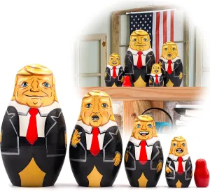 AEVVV Trump Nesting Dolls Set of 5 pcs - Trump Decor - Russian Stacking Dolls Wooden - Trump Gifts - Donald Trump Figurine - Trump Decorations