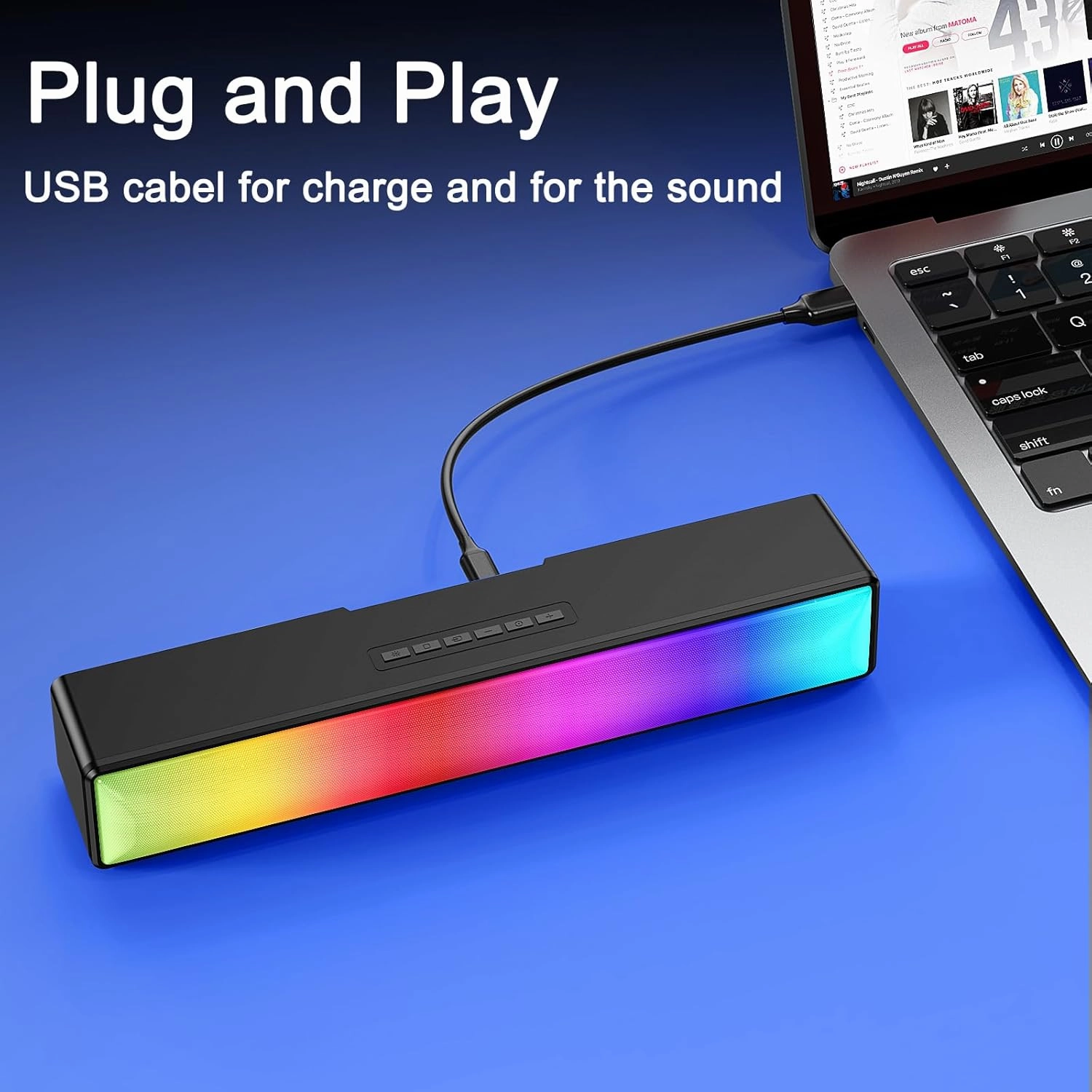 AFK Computer Speakers, Computer Sound Bar with RGB Lights, USB Powered PC Speakers with Stereo Sound, Bluetooth 5.1 and 3.5mm Aux-in,Gaming Speakers for Desktop