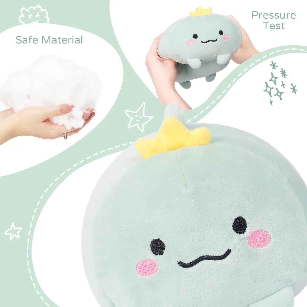 AIXINI 23.6 inch Cute Dinosaur Plush Stuffed Animal Cylindrical Body Pillow,Super Soft Cartoon Hugging Toy Gifts