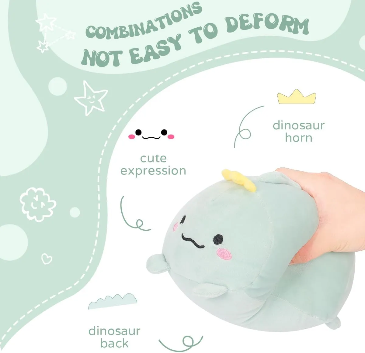 AIXINI 23.6 inch Cute Dinosaur Plush Stuffed Animal Cylindrical Body Pillow,Super Soft Cartoon Hugging Toy Gifts