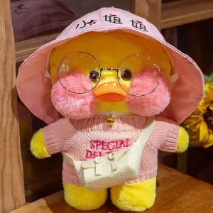 AKMRWJWC Yellow Duck Stuffed Animal Toy Soft Plush Toy for Kids Girls DIY Hugglable Plush Stuffed Toy with Cute Hat and Costume Best Gifts for Christmas Duckling with Glasses. (12inch/30cm)