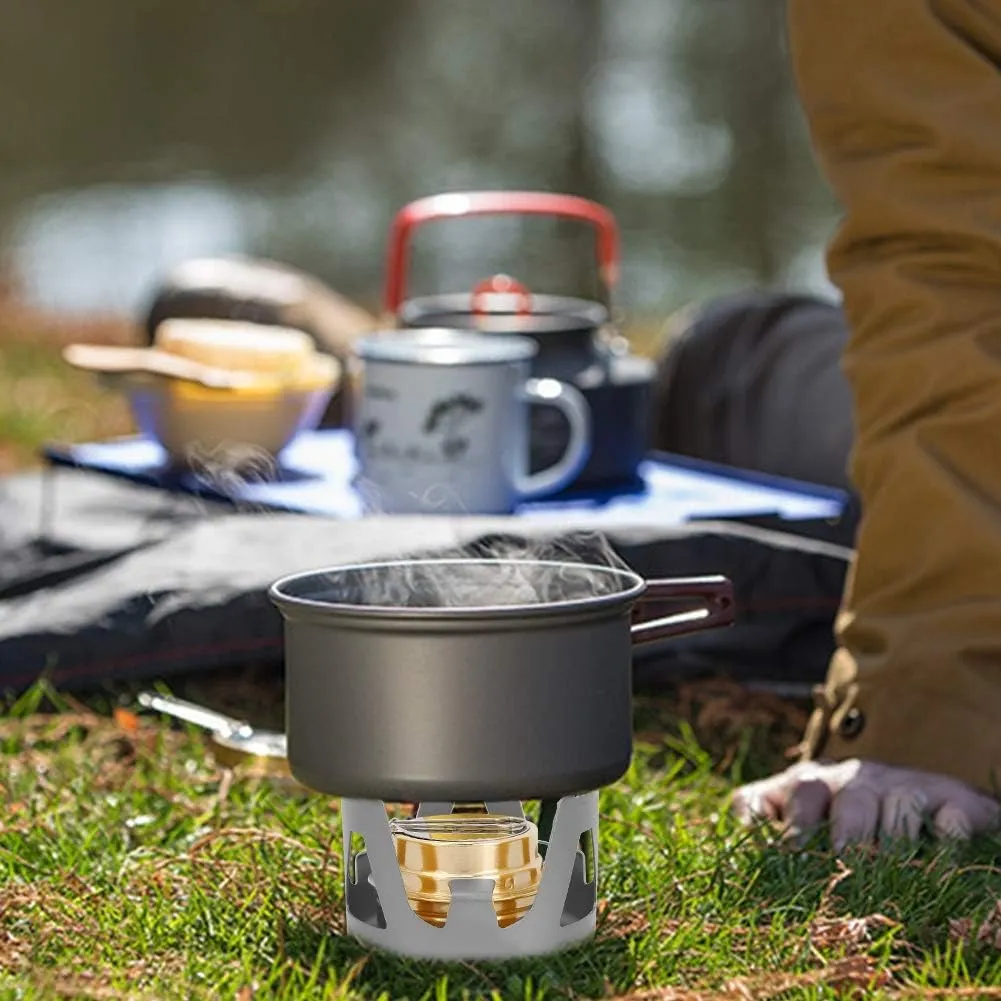 Alcohol Burner, Outdoor Portable Mini Cooking Spirited Alcohol Fuel Stove Alcohol Stove Portable Stove Portable Camping Stove for Picnic BBQ Camp Hiking (Grey)