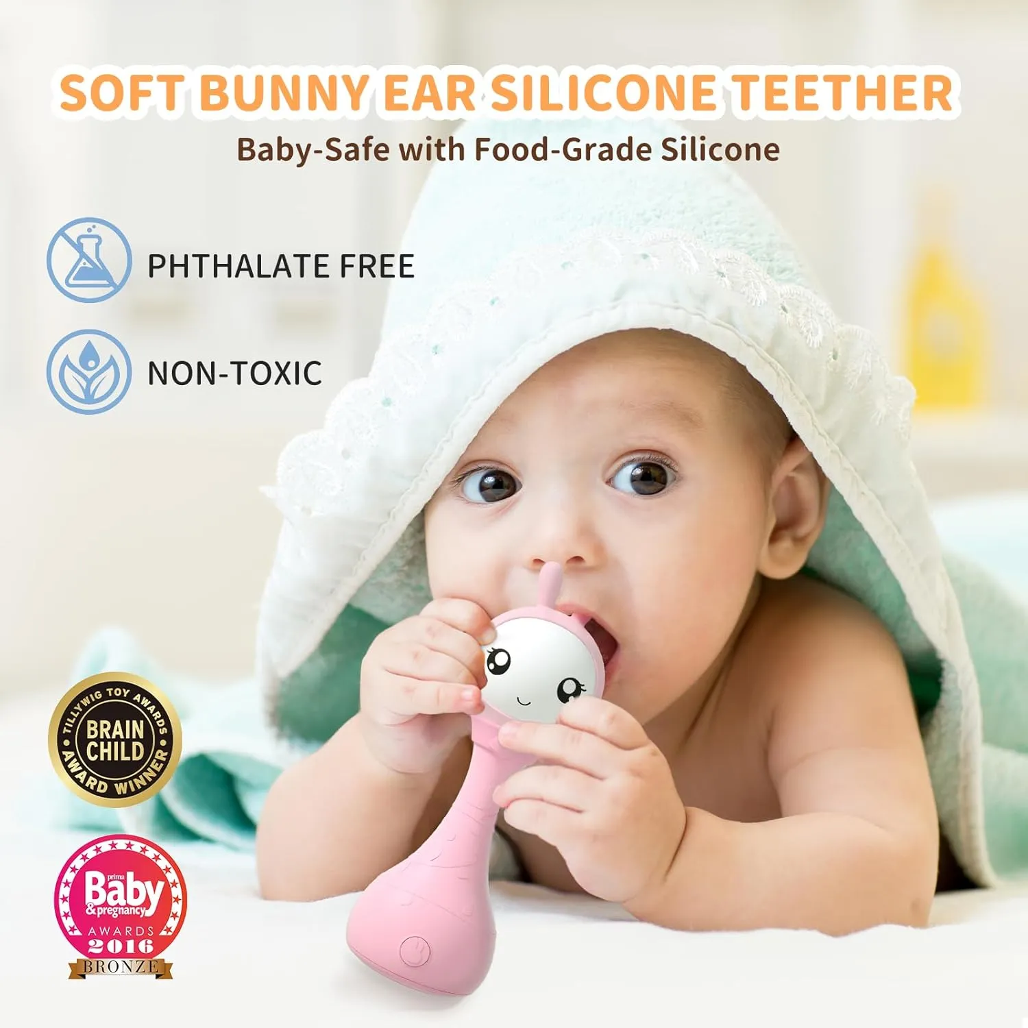 alilo Yoyo Talking Bunny Baby Musical Light-Up Rattle Toys 0-6-12-18 Months, Voice Mimicking Toy, Preloaded 90  Audio Content, ABC/Number/Notes Learning Toys for Baby Infant Newborn Boy Girl Gifts