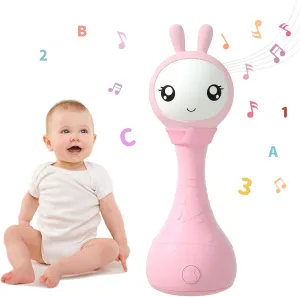 alilo Yoyo Talking Bunny Baby Musical Light-Up Rattle Toys 0-6-12-18 Months, Voice Mimicking Toy, Preloaded 90  Audio Content, ABC/Number/Notes Learning Toys for Baby Infant Newborn Boy Girl Gifts