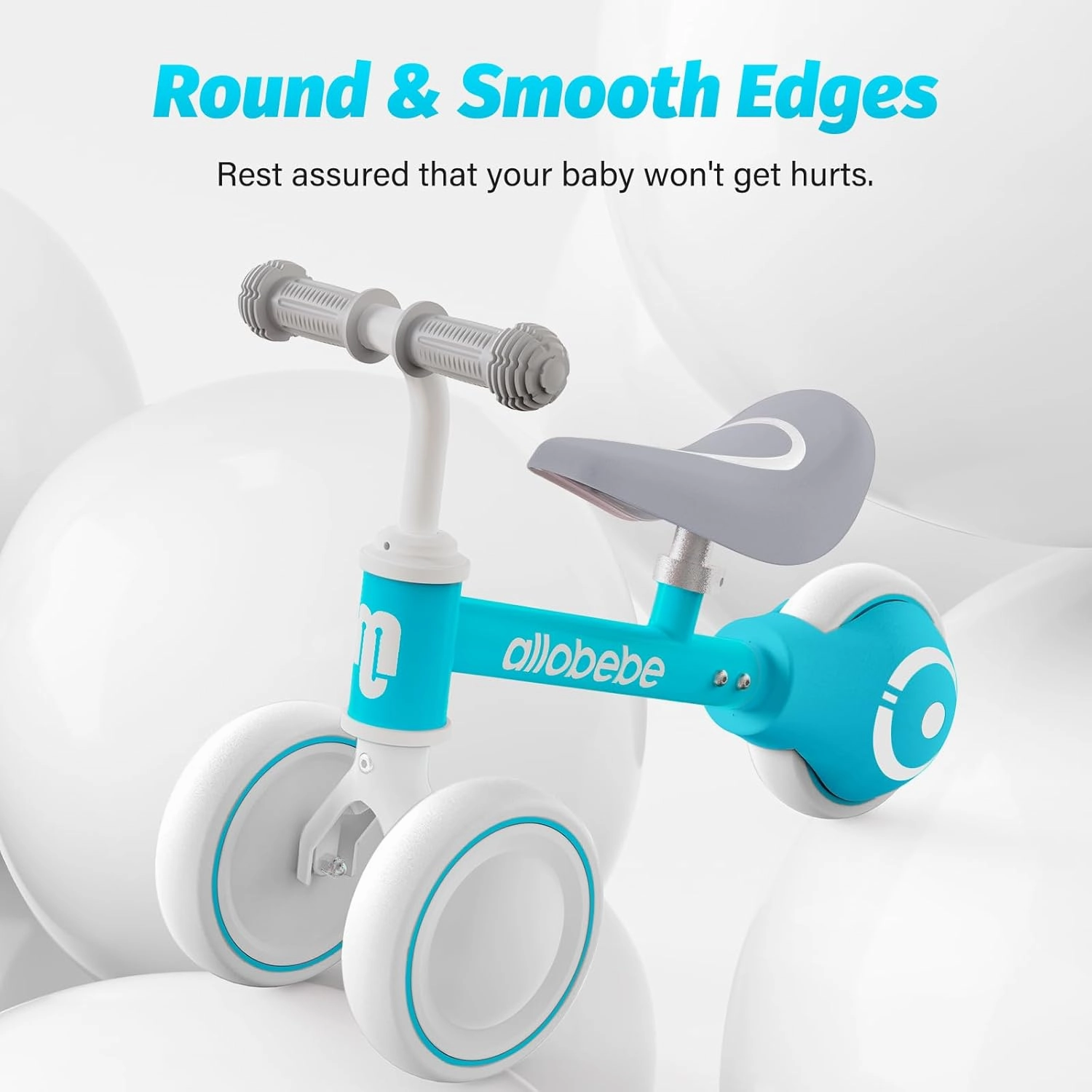 allobebe Baby Balance Bike, Cute Toddler Bikes 12-36 Months Gifts for 1 Year Old Girl Bike to Train Baby from Standing to Running with Adjustable Seat Silent & Soft 3 Wheels