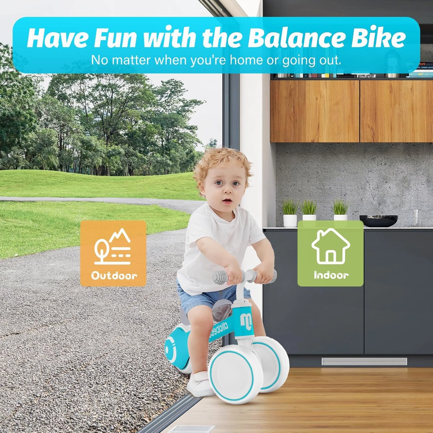 allobebe Baby Balance Bike, Cute Toddler Bikes 12-36 Months Gifts for 1 Year Old Girl Bike to Train Baby from Standing to Running with Adjustable Seat Silent & Soft 3 Wheels