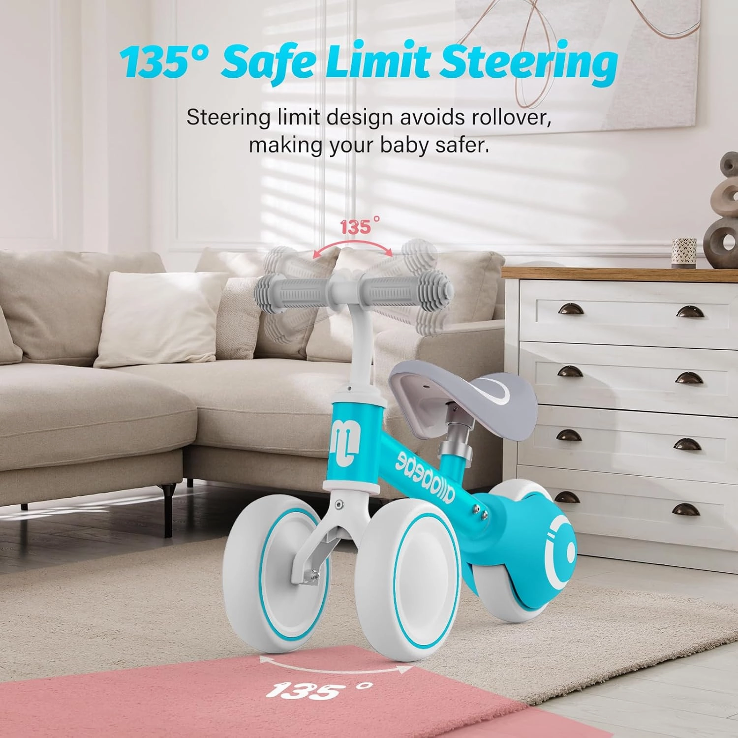 allobebe Baby Balance Bike, Cute Toddler Bikes 12-36 Months Gifts for 1 Year Old Girl Bike to Train Baby from Standing to Running with Adjustable Seat Silent & Soft 3 Wheels