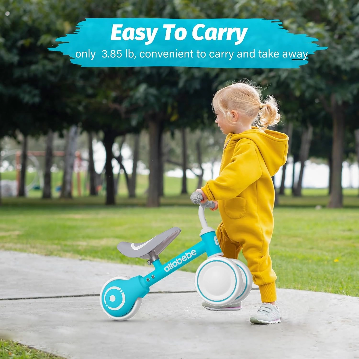 allobebe Baby Balance Bike, Cute Toddler Bikes 12-36 Months Gifts for 1 Year Old Girl Bike to Train Baby from Standing to Running with Adjustable Seat Silent & Soft 3 Wheels