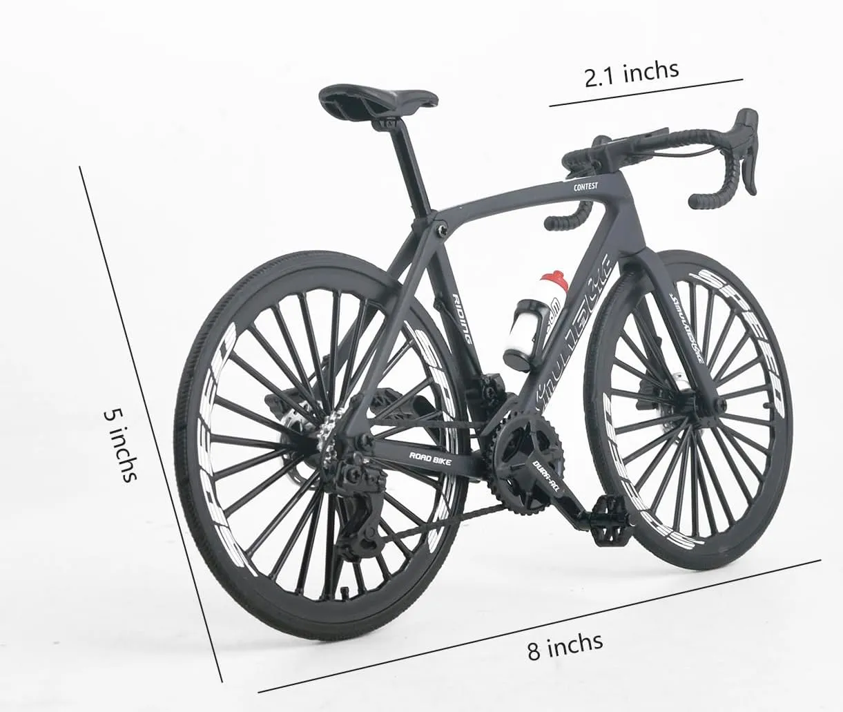 Alloy Mini Road Bicycle Toy Model Racing Bike 1:8 Scale Cake Topper Desktop Decoration Crafts for Cycling Lovers Bike Racers Athletes Children Boys and Girls (Black)