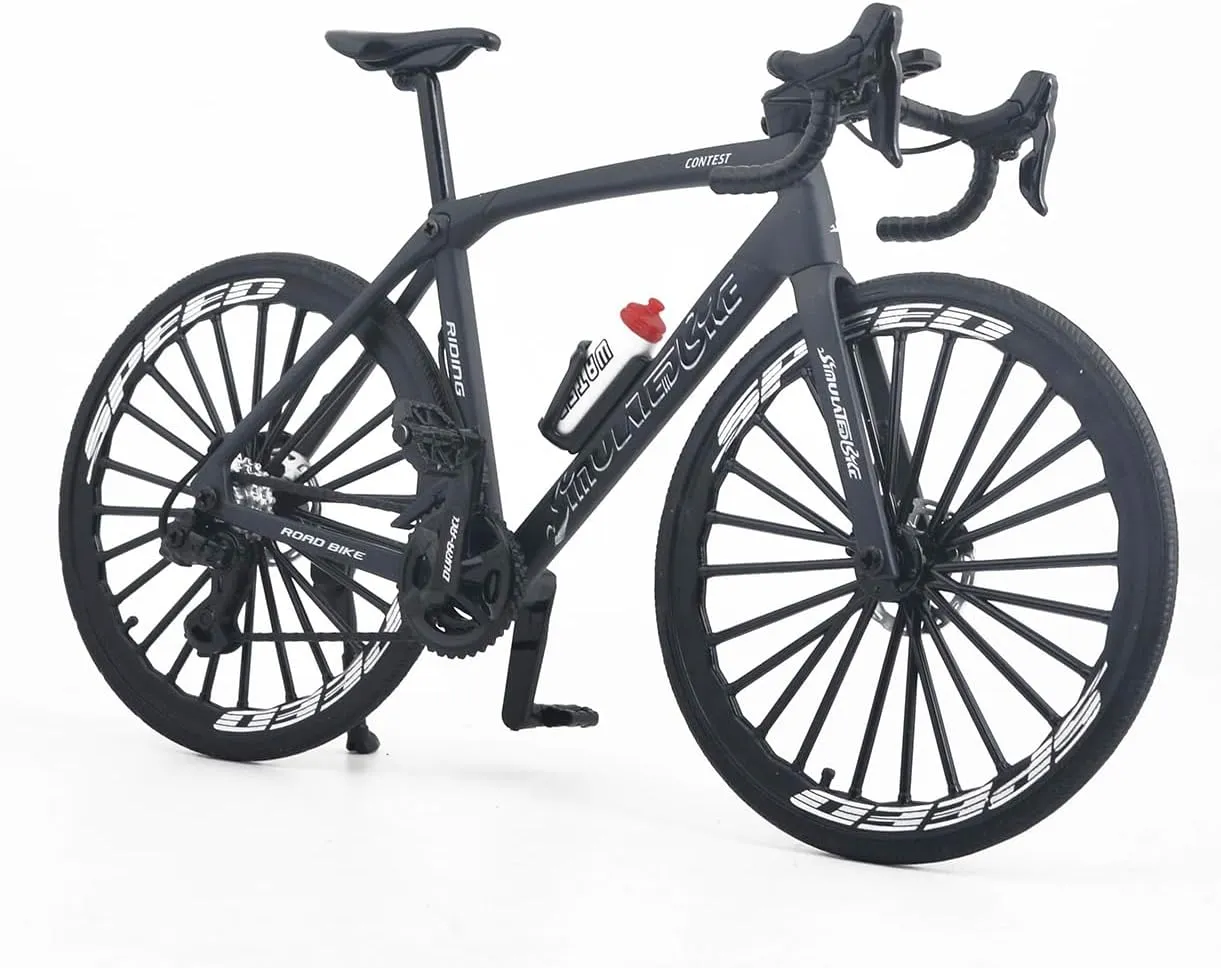 Alloy Mini Road Bicycle Toy Model Racing Bike 1:8 Scale Cake Topper Desktop Decoration Crafts for Cycling Lovers Bike Racers Athletes Children Boys and Girls (Black)