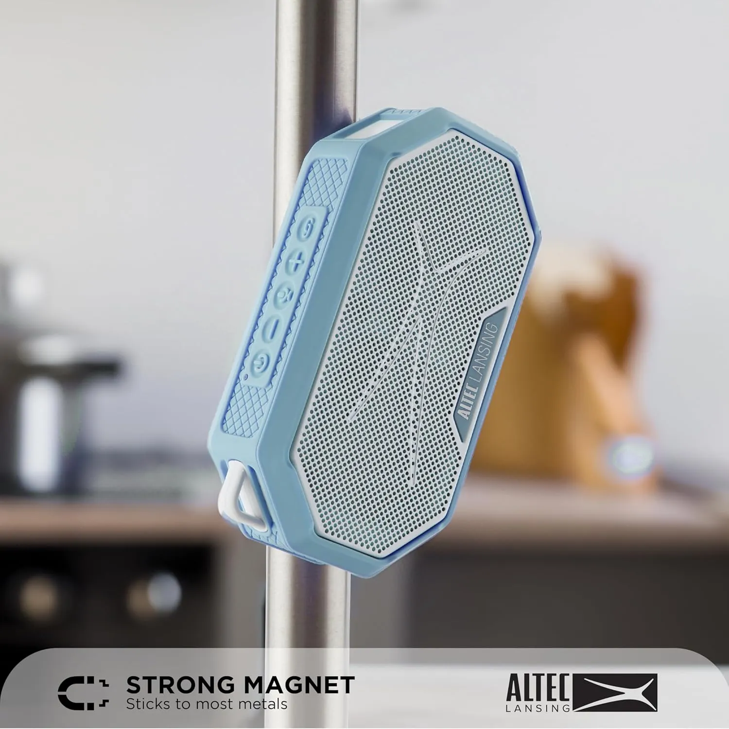 Altec Lansing Portable Bluetooth Speaker HYDRAMINI 2.0, IP67 Waterproof, Portable, 12h Playtime, Wireless Pairing, USB-C Quick Charge, Magnetic Bluetooth Speaker, Voice Assistant Integration