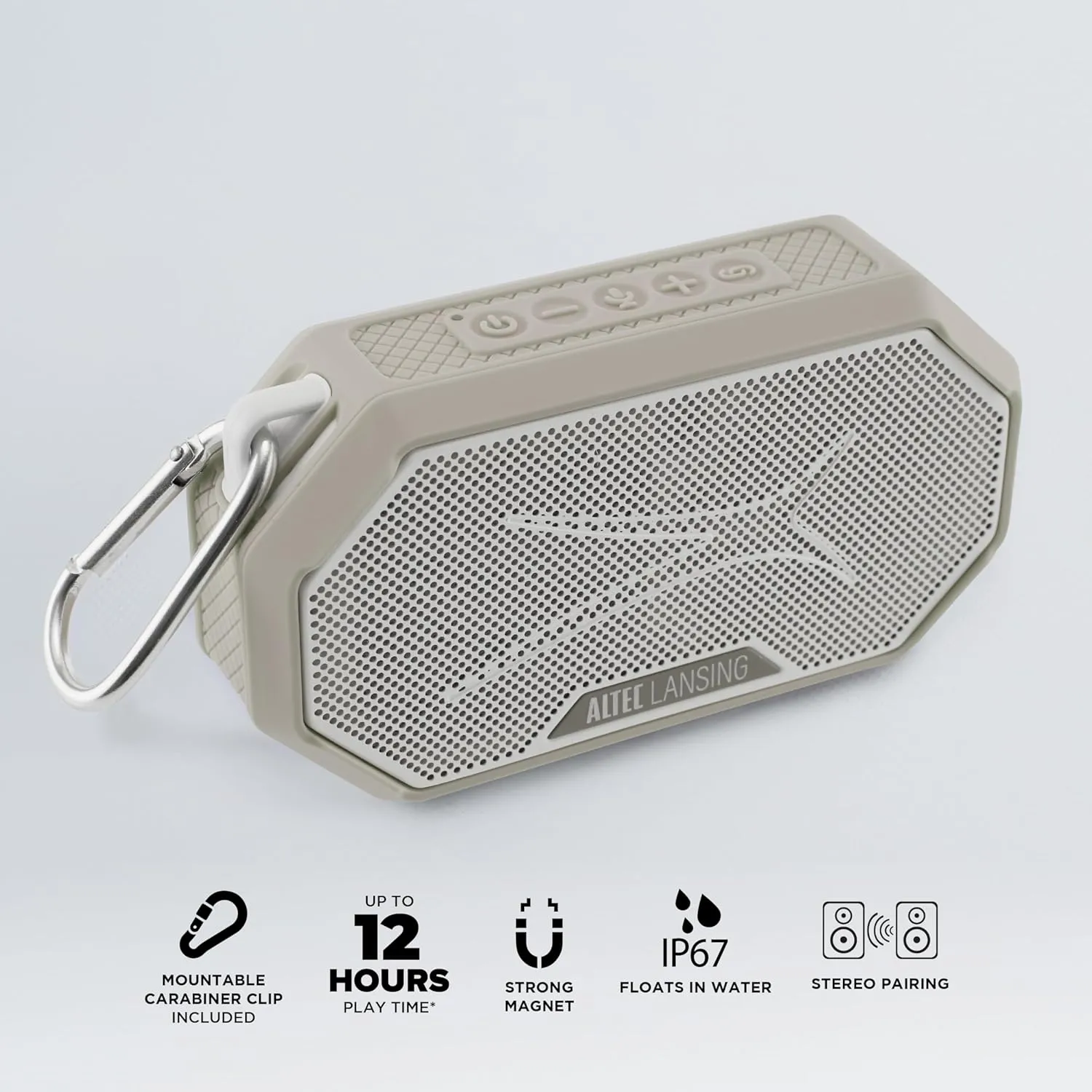 Altec Lansing Portable Bluetooth Speaker HYDRAMINI 2.0, IP67 Waterproof, Portable Speaker, 12h Playtime, Wireless Pairing, USB-C Quick Charge, Magnetic Bluetooth, Voice Assistant Integration
