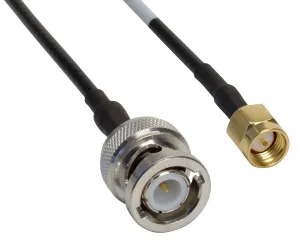 Amphenol CO-174SMAZBNC-010 Black RG174 SMA Male to BNC Male Coaxial Cable Assembly, 50 Ohm, 10'